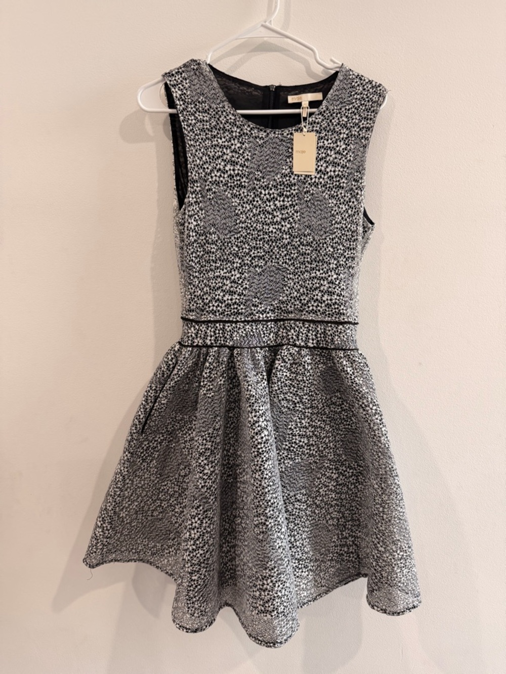 Maje Girls Sparkle Textured Party Dress - Silver & Black